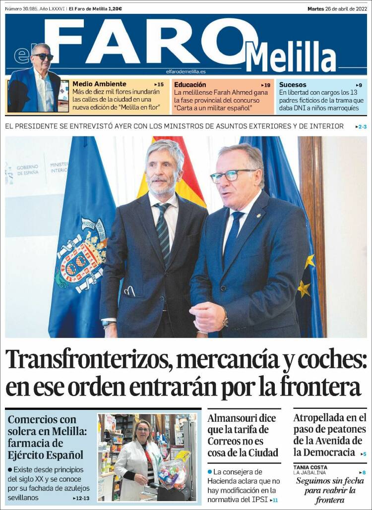 Portada de El Faro de Melilla (España)