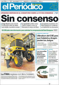 Portada de El Periódico de Aragón (España)