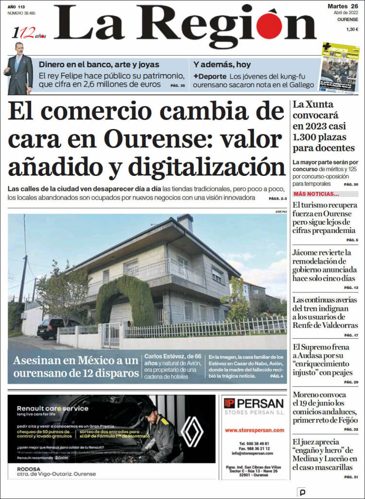 Portada de La Región de Ourense (España)