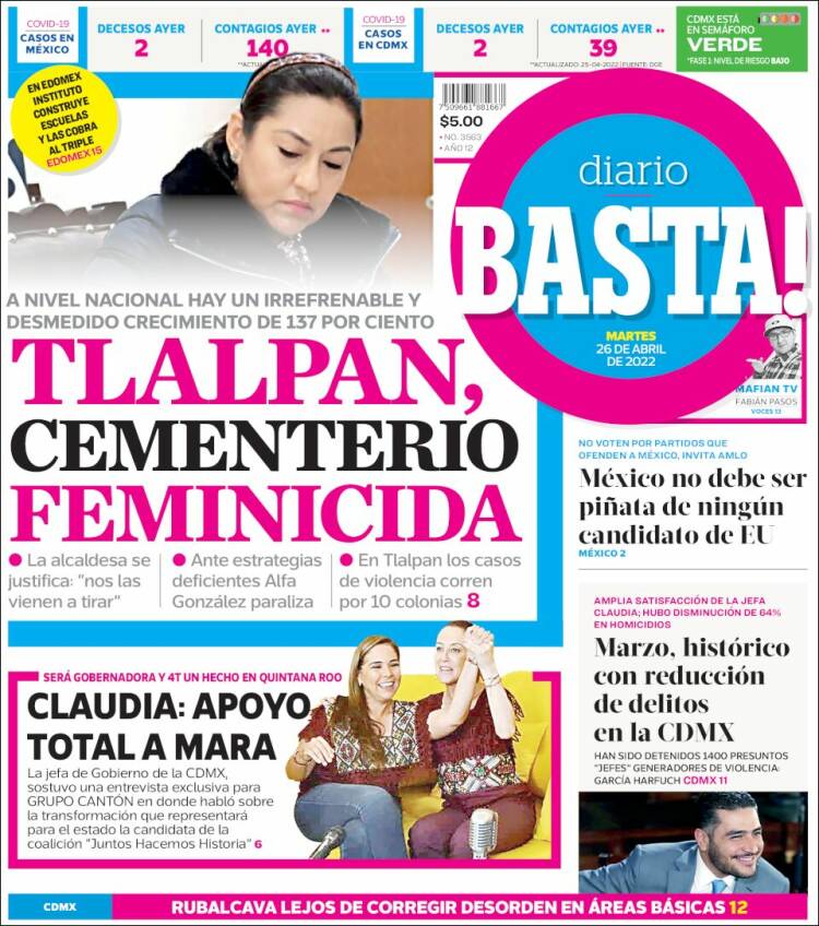 Portada de Diario Basta (M&eacute;xico)