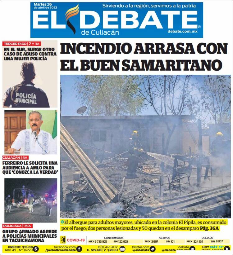 Portada de El Debate de Culiacán (M&eacute;xico)