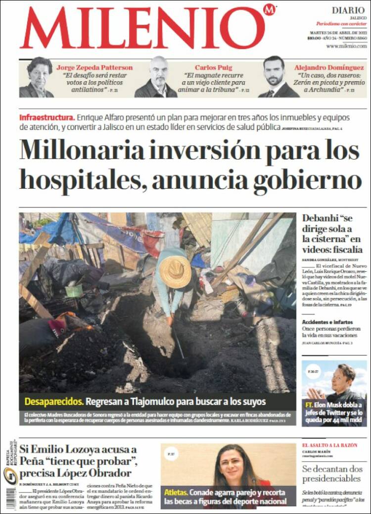 Portada de Milenio - Jalisco (M&eacute;xico)