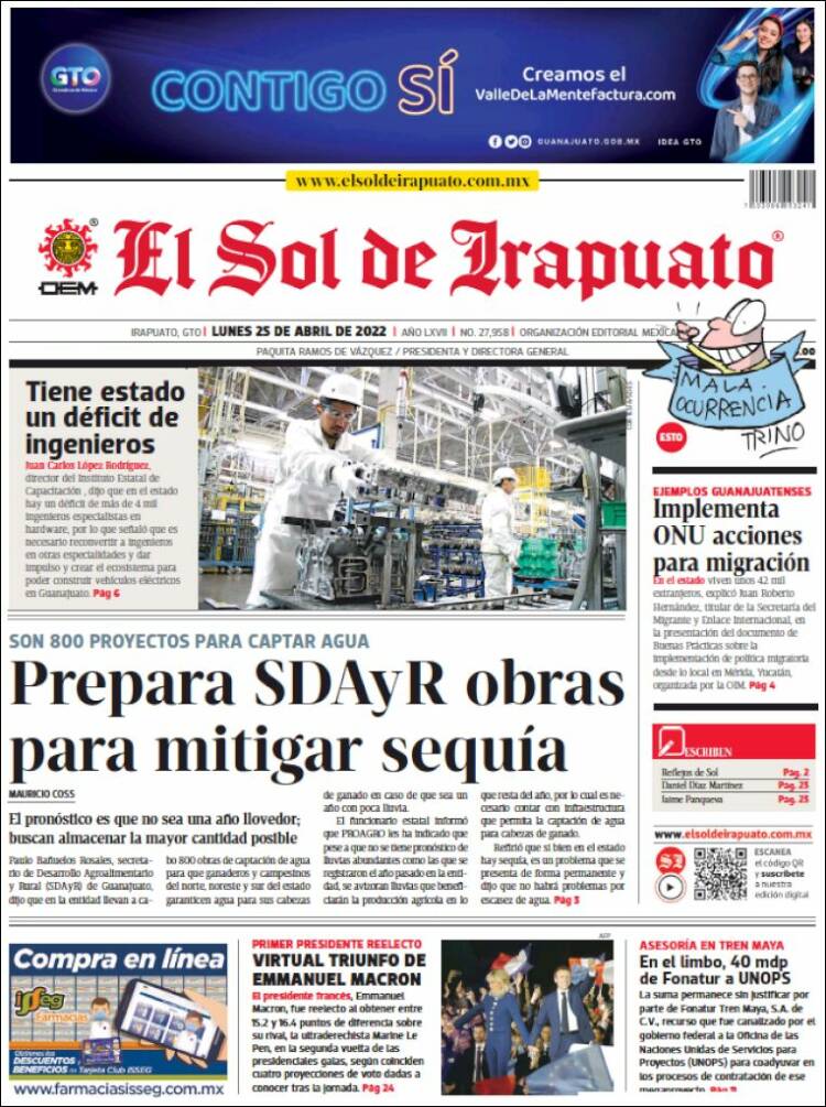Portada de El Sol de Irapuato (M&eacute;xico)