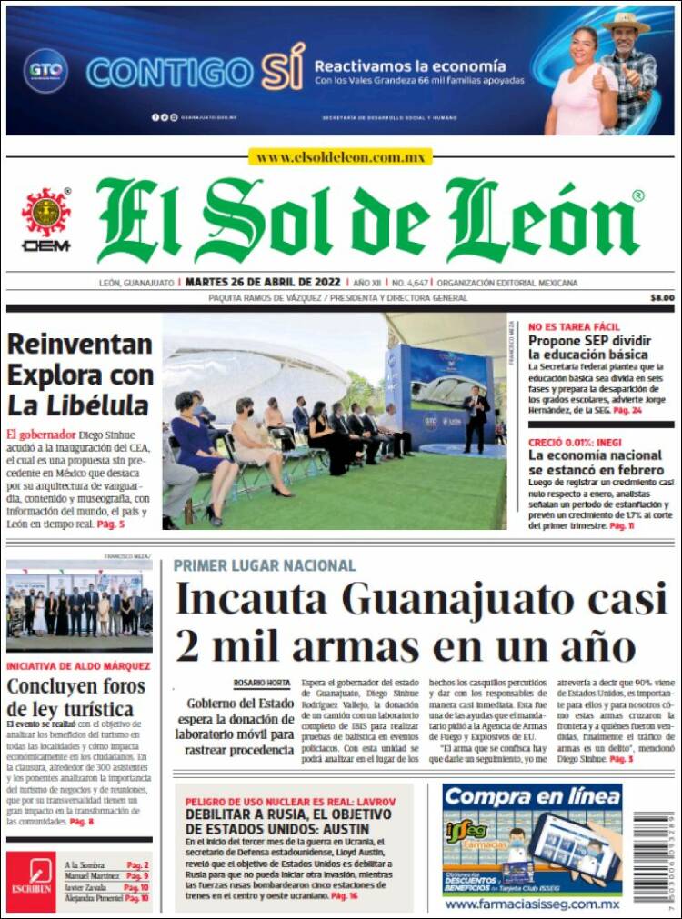 Portada de El Sol de León (M&eacute;xico)