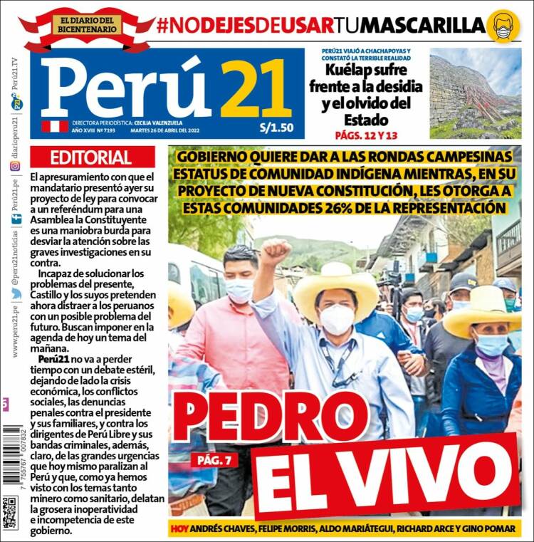 Portada de Perú 21 (Per&uacute;)
