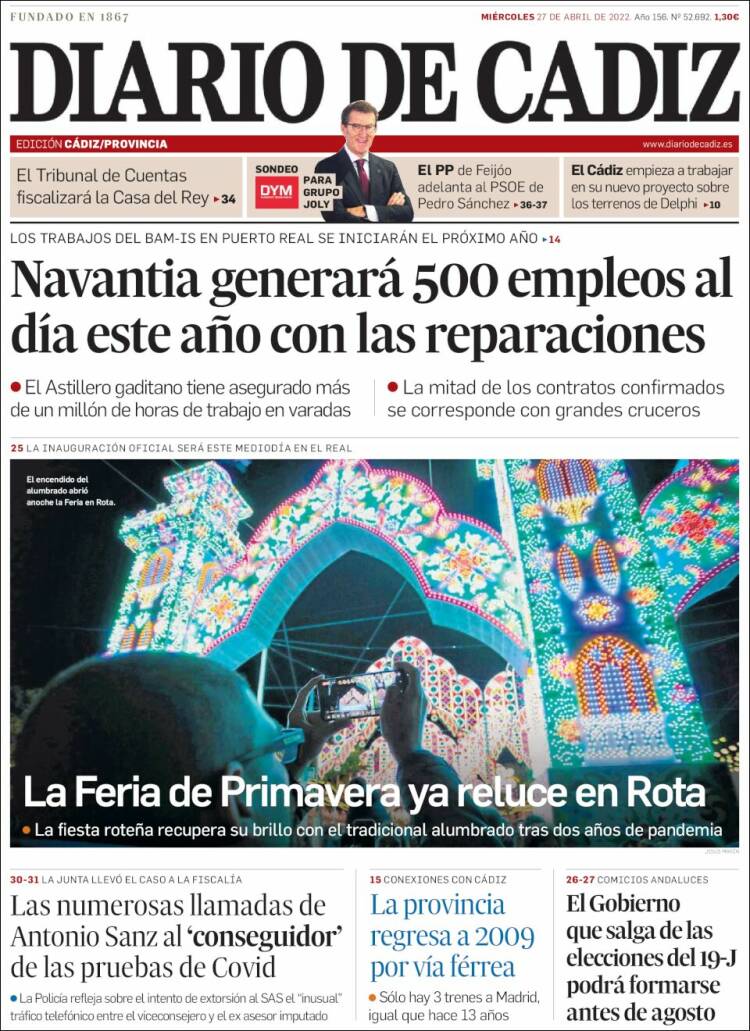 Portada de Diario de Cádiz (Espa&ntilde;a)