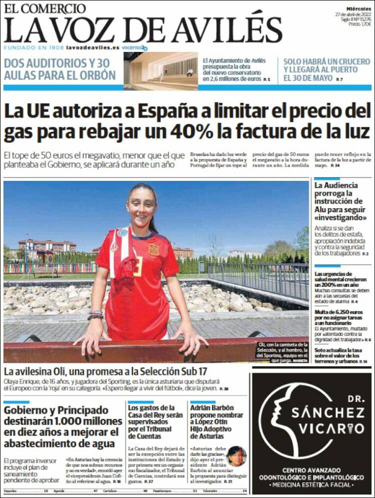 Portada de El Comercio - Avilés (Espa&ntilde;a)