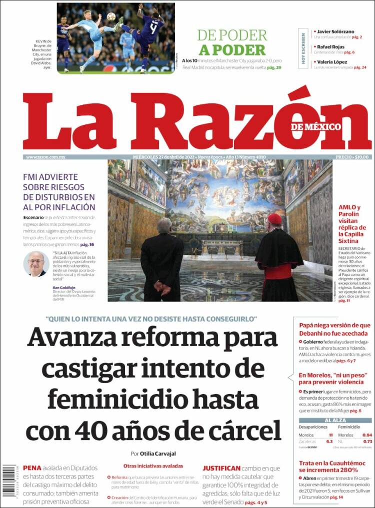 Portada de La Razón (México)