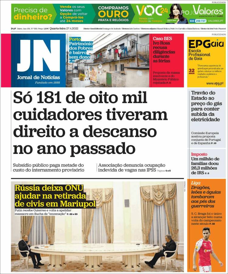 Portada de Jornal de Notícias (Portugal)