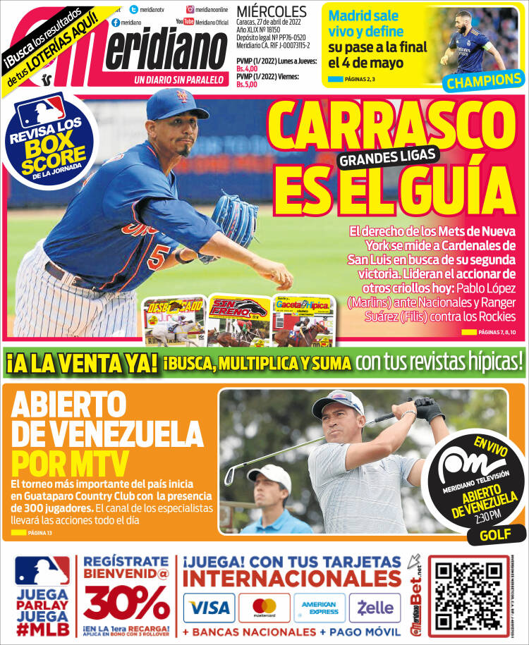 Portada de Meridiano (Venezuela)