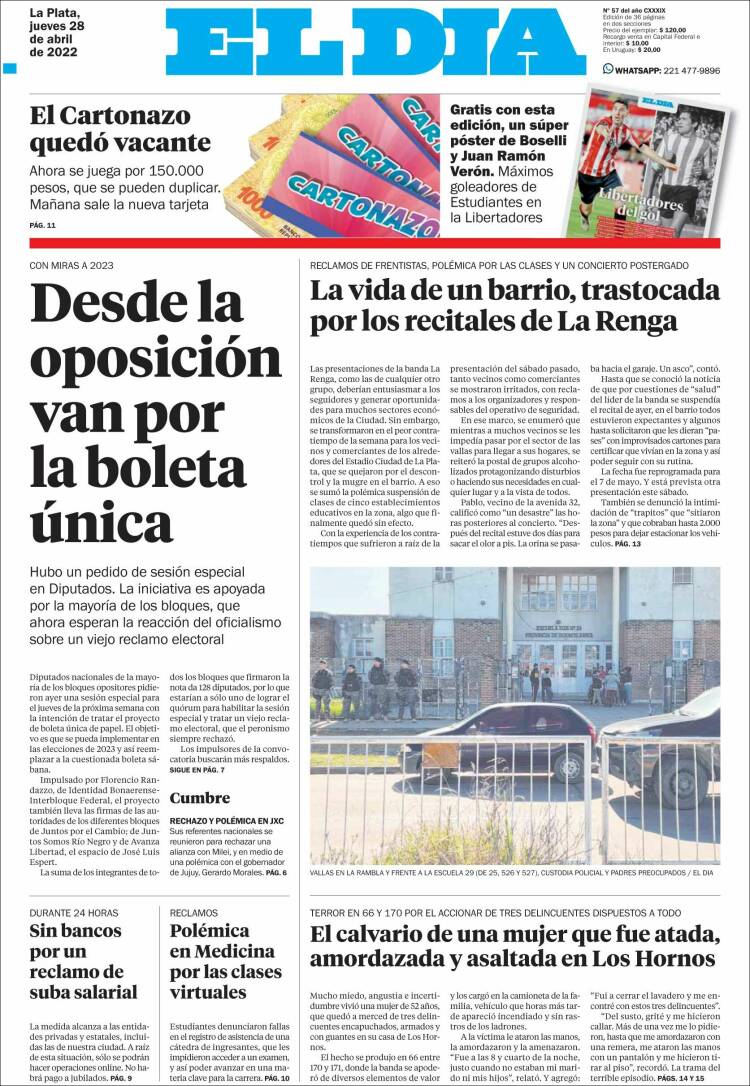 Portada de El Día de la Plata (Argentina)
