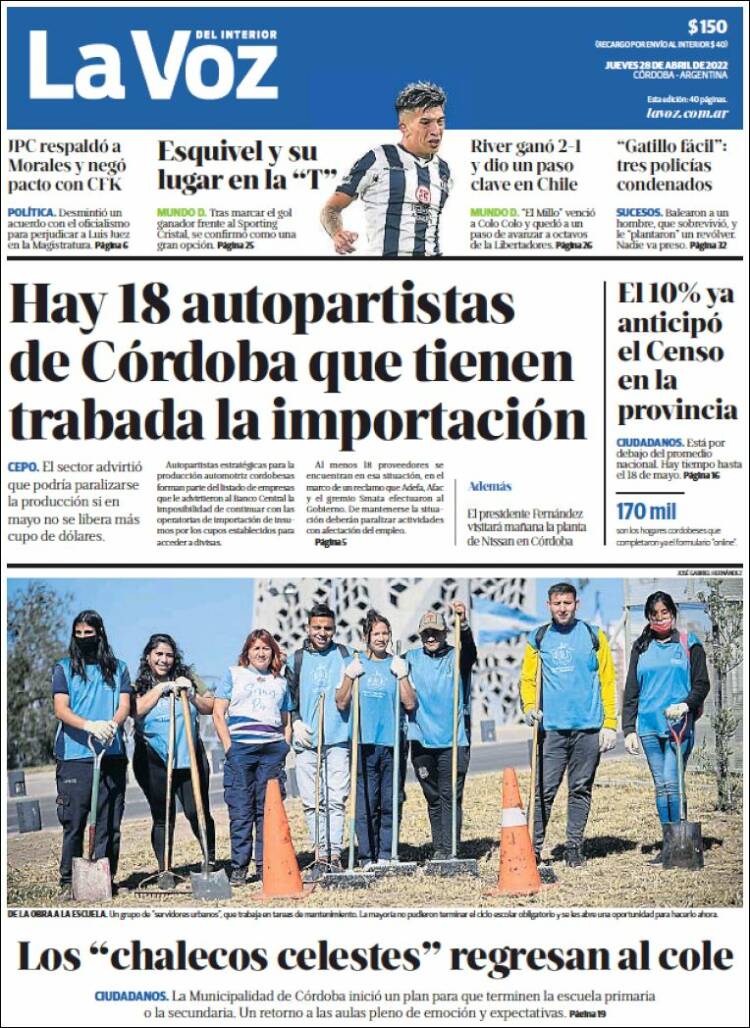 Portada de La Voz del Interior (Argentina)