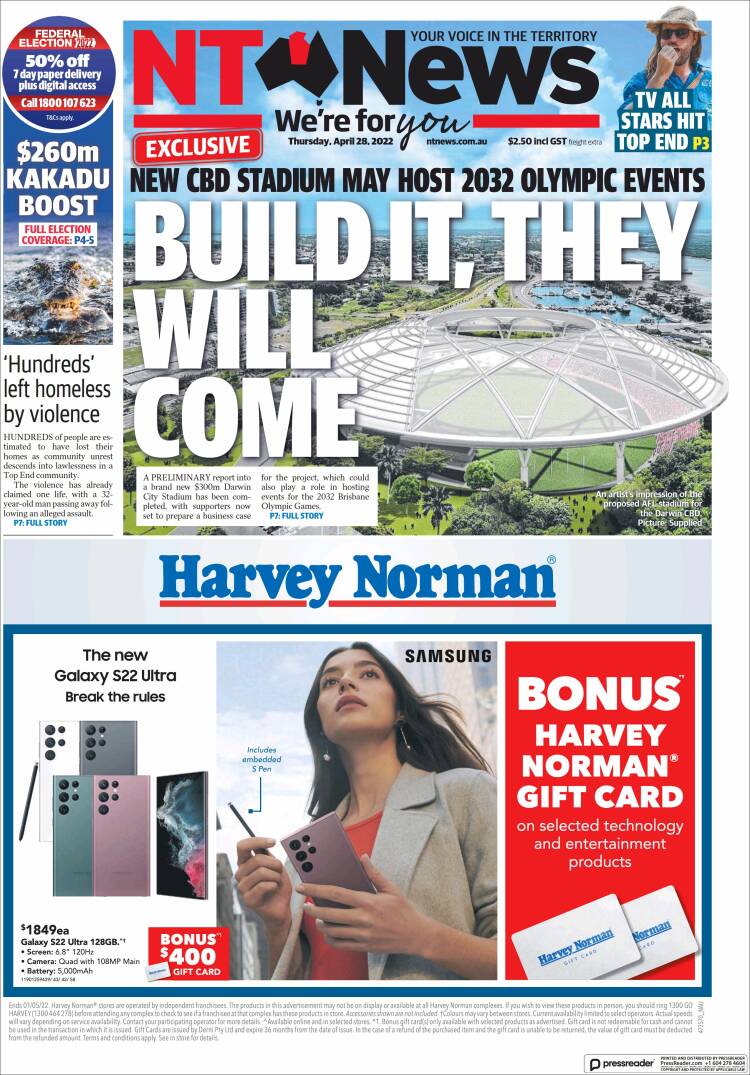 Portada de Northern Territory News (Australia)