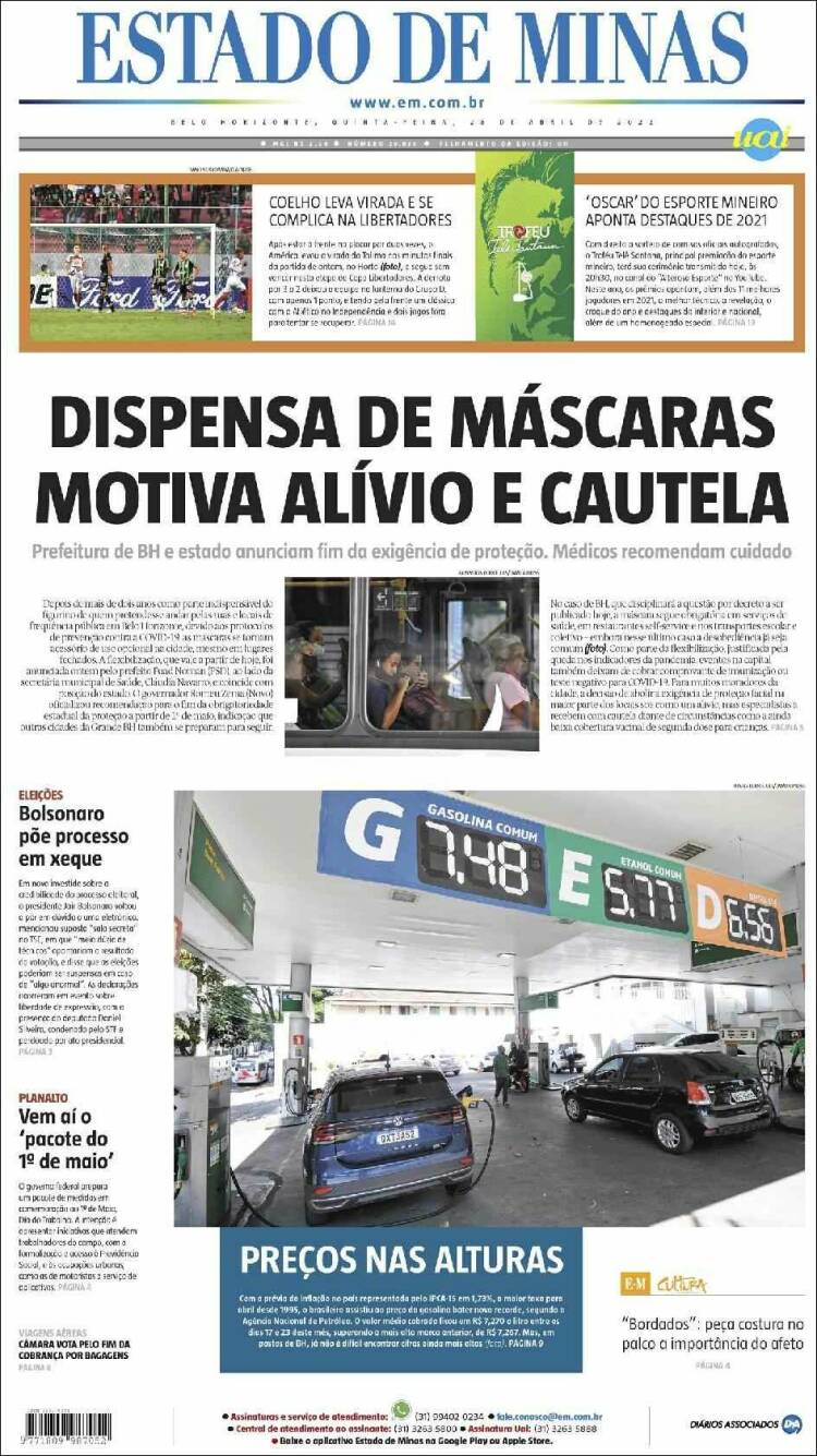 Portada de Jornal Estado de Minas (Brasil)