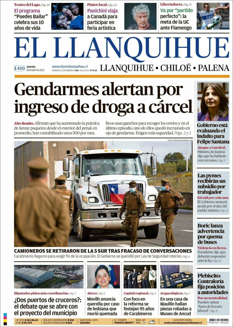 Portada de El Llanquihue (Chile)