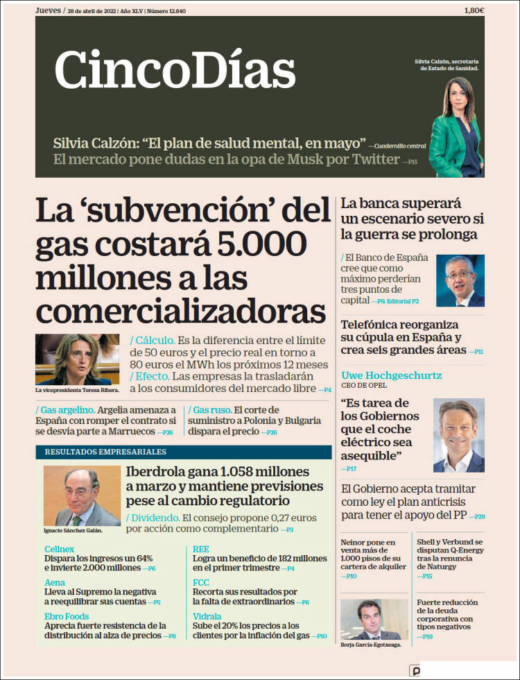 Portada de Cinco Días (Espa&ntilde;a)