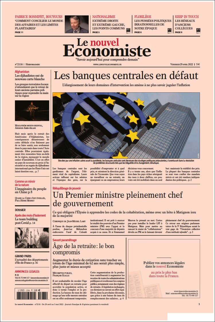 Portada de Le nouvel Economiste (Francia)