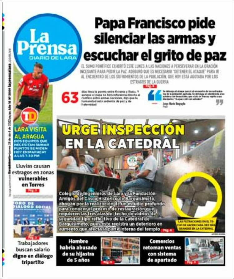 Portada de La Prensa de Lara (Venezuela)