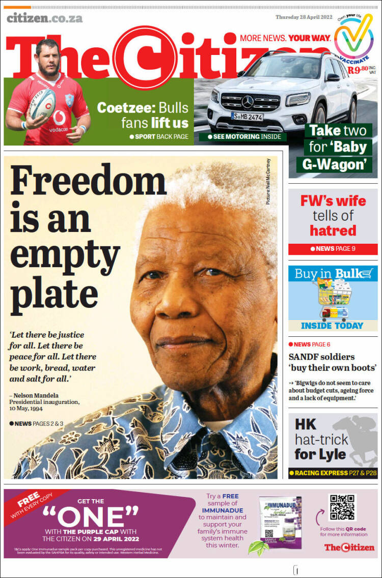 Portada de The Citizen (Sud&aacute;frica)