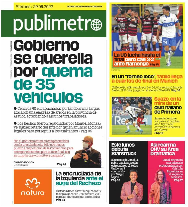 Portada de Publimetro (Chile)