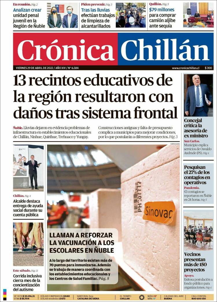 Portada de Crónica Chillán (Chile)