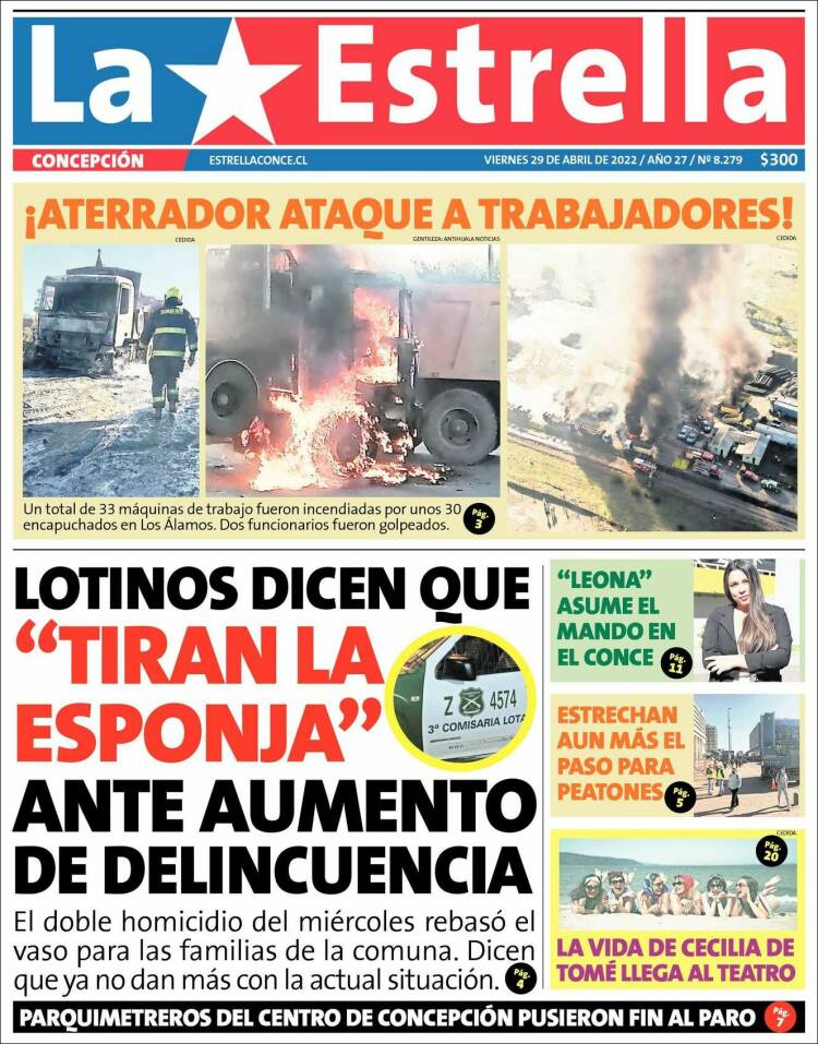 Portada de La Estrella de Concepción (Chile)