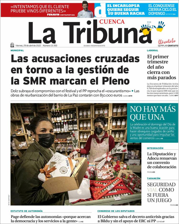 Portada de La Tribuna de Cuenca (España)