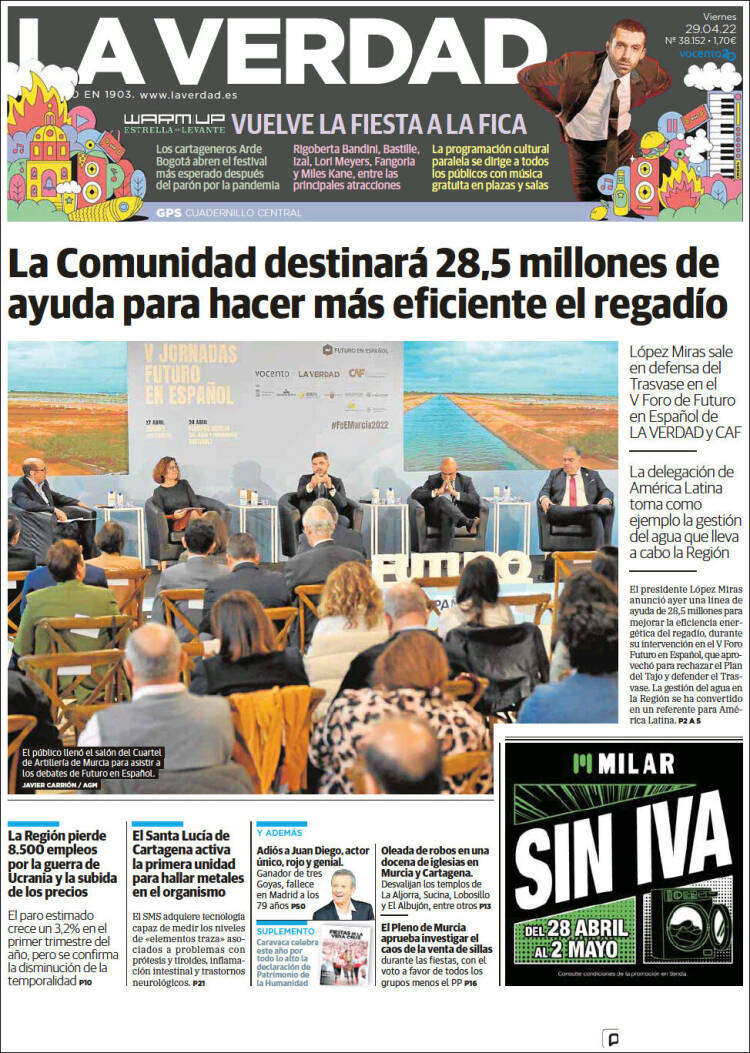 Portada de La Verdad de Murcia (España)