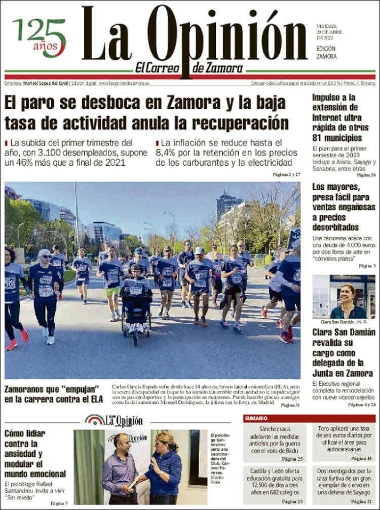 Portada de La Opinión - El Correo de Zamora (España)