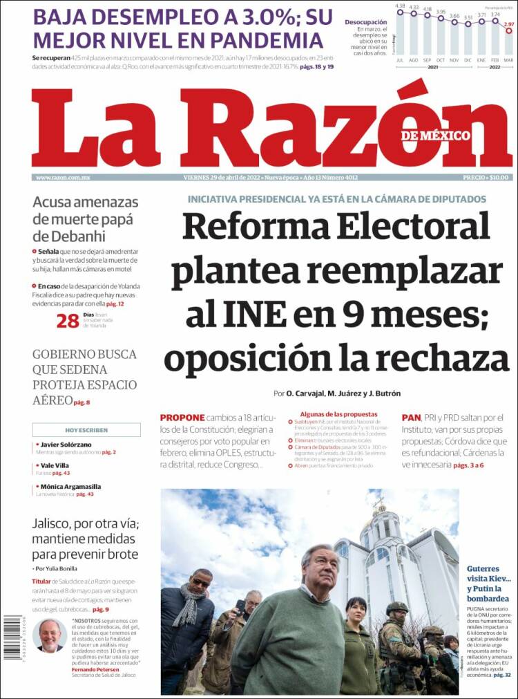 Portada de La Razón (México)