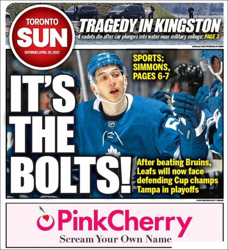 Portada de The Toronto Sun (Canadá)