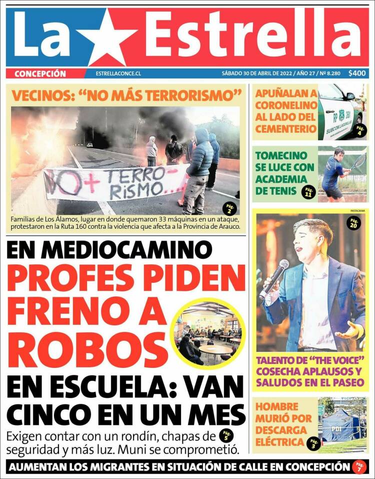 Portada de La Estrella de Concepción (Chile)