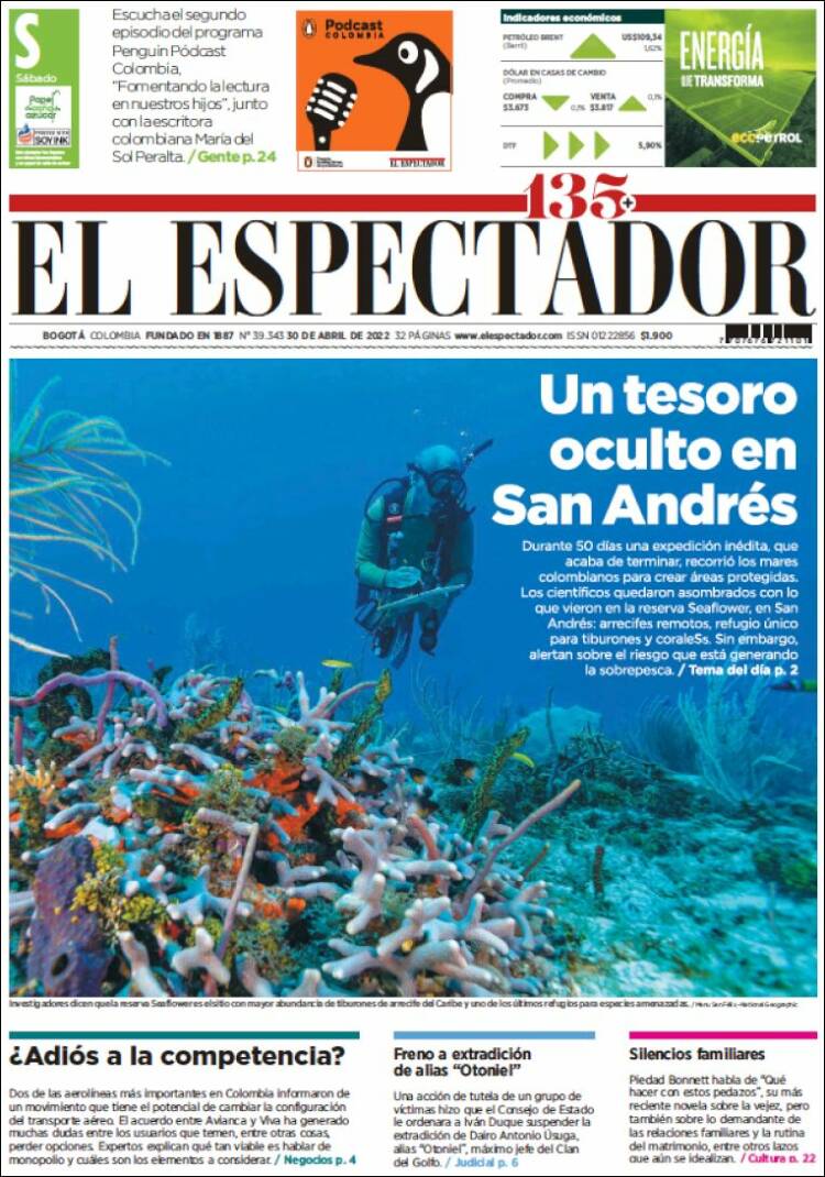 Portada de El Espectador (Colombia)