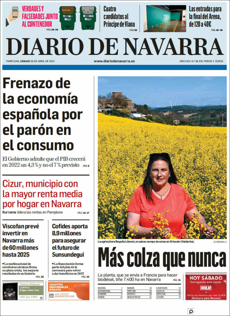 Portada de Diario de Navarra (España)