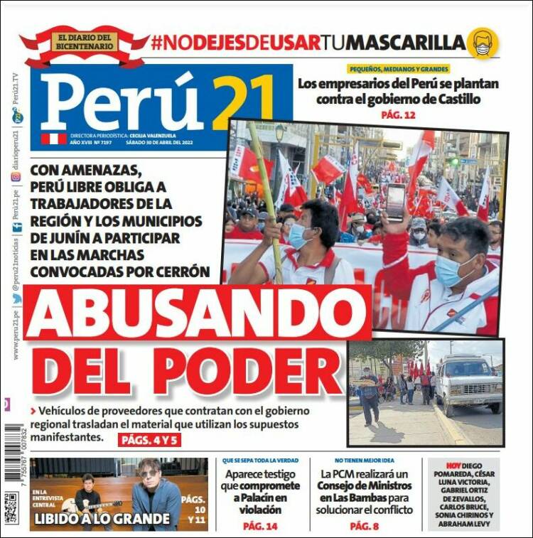 Portada de Perú 21 (Per&uacute;)