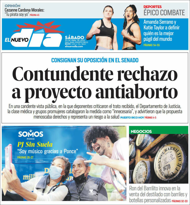 Portada de El Nuevo Día (Puerto Rico)