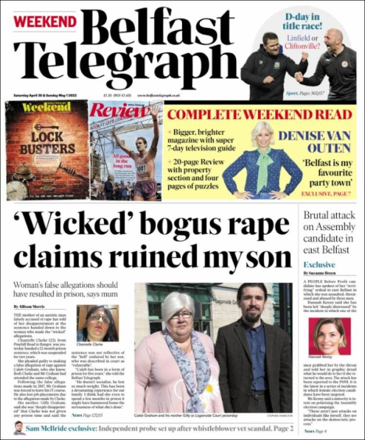 Portada de Belfast Telegraph (Reino Unido)