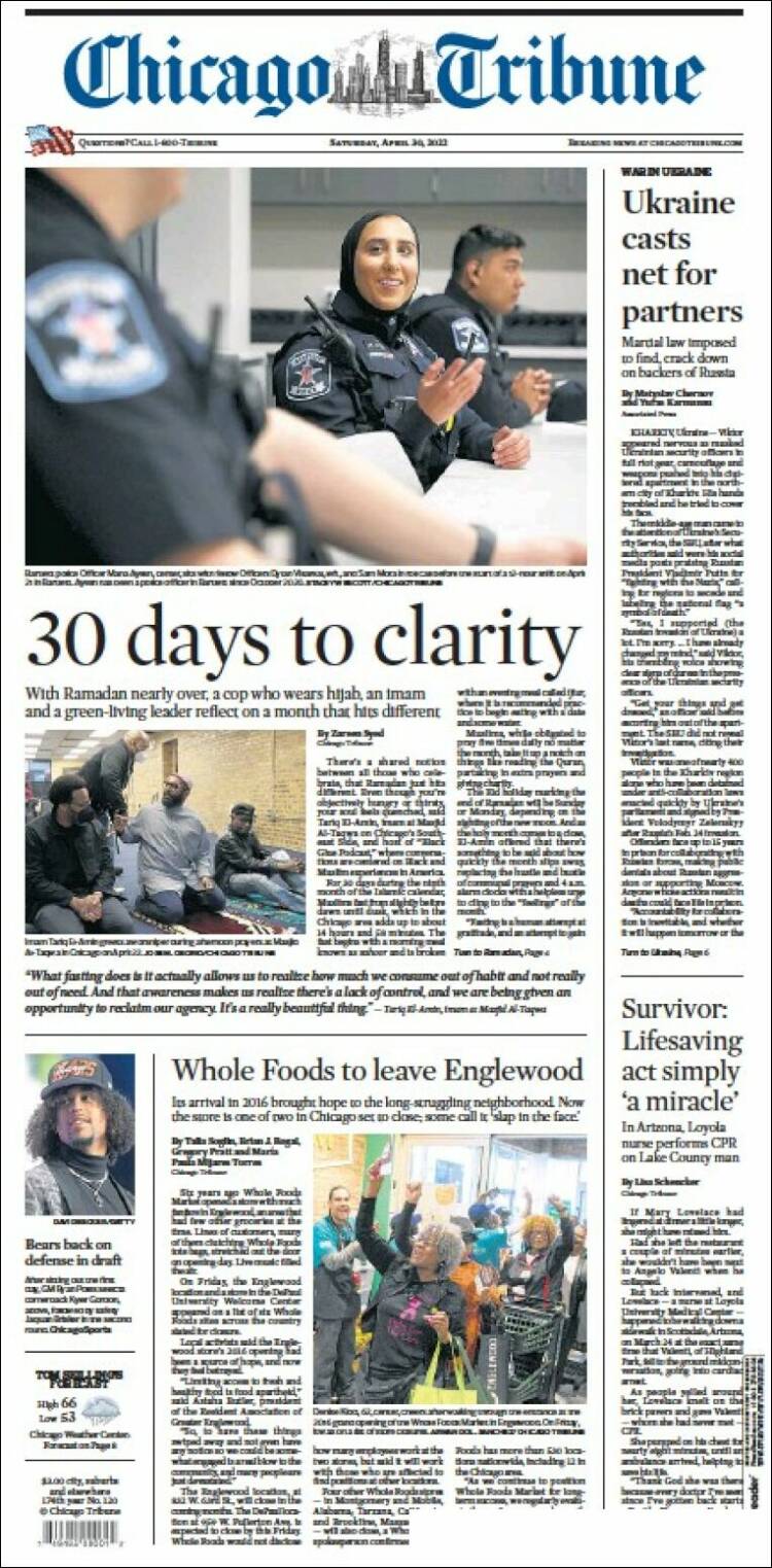 Portada de Chicago Tribune (USA)