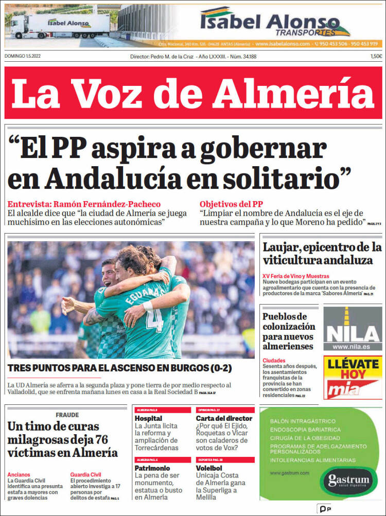 Portada de La Voz de Almería (España)