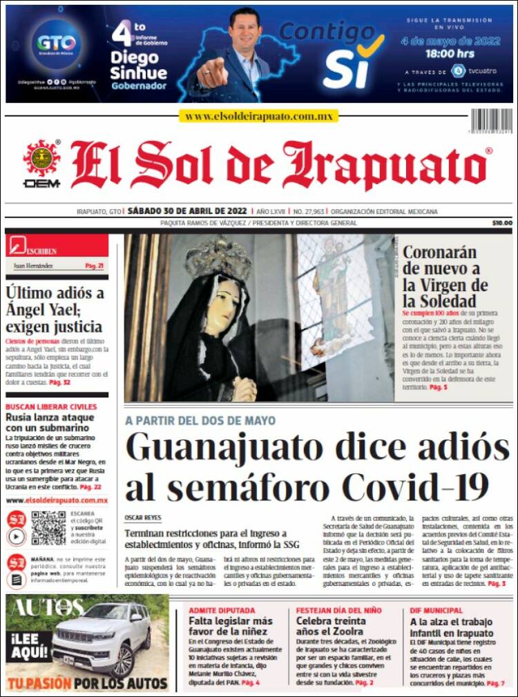 Portada de El Sol de Irapuato (México)