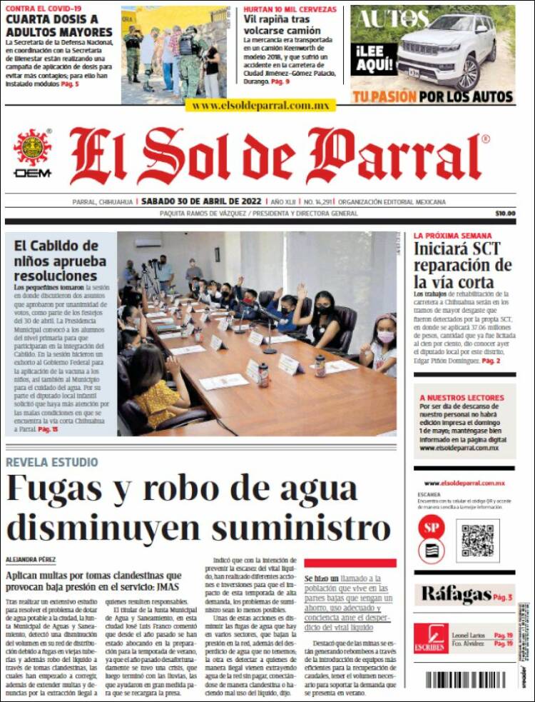 Portada de El Sol de Parral (México)