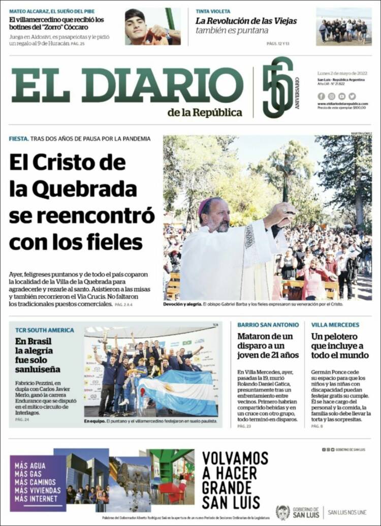 Portada de Diario de la República (Argentina)