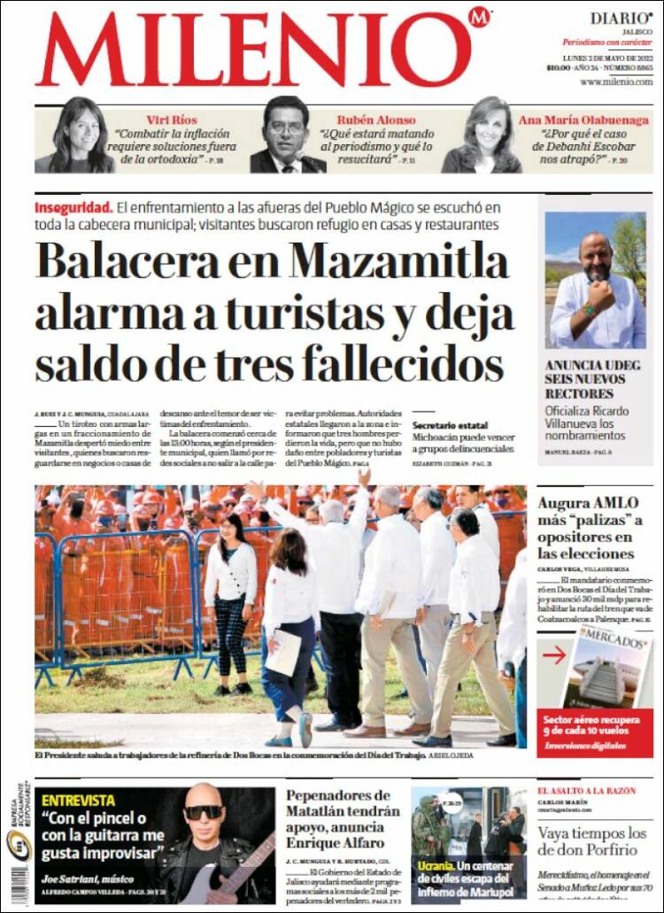 Portada de Milenio - Jalisco (México)