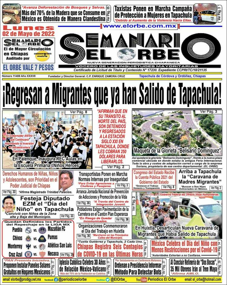 Portada de El Orbe (México)