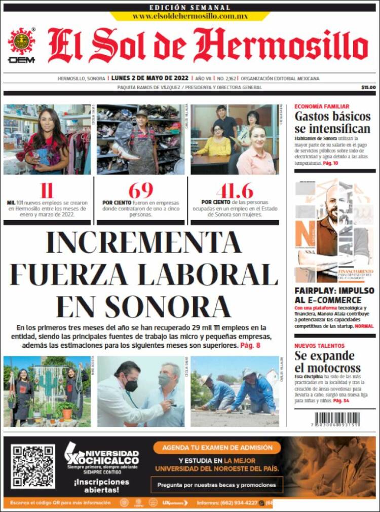 Portada de El Sol de Hermosillo (México)