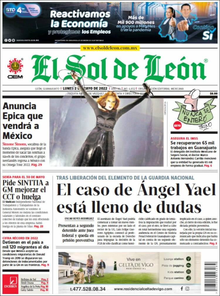 Portada de El Sol de León (México)