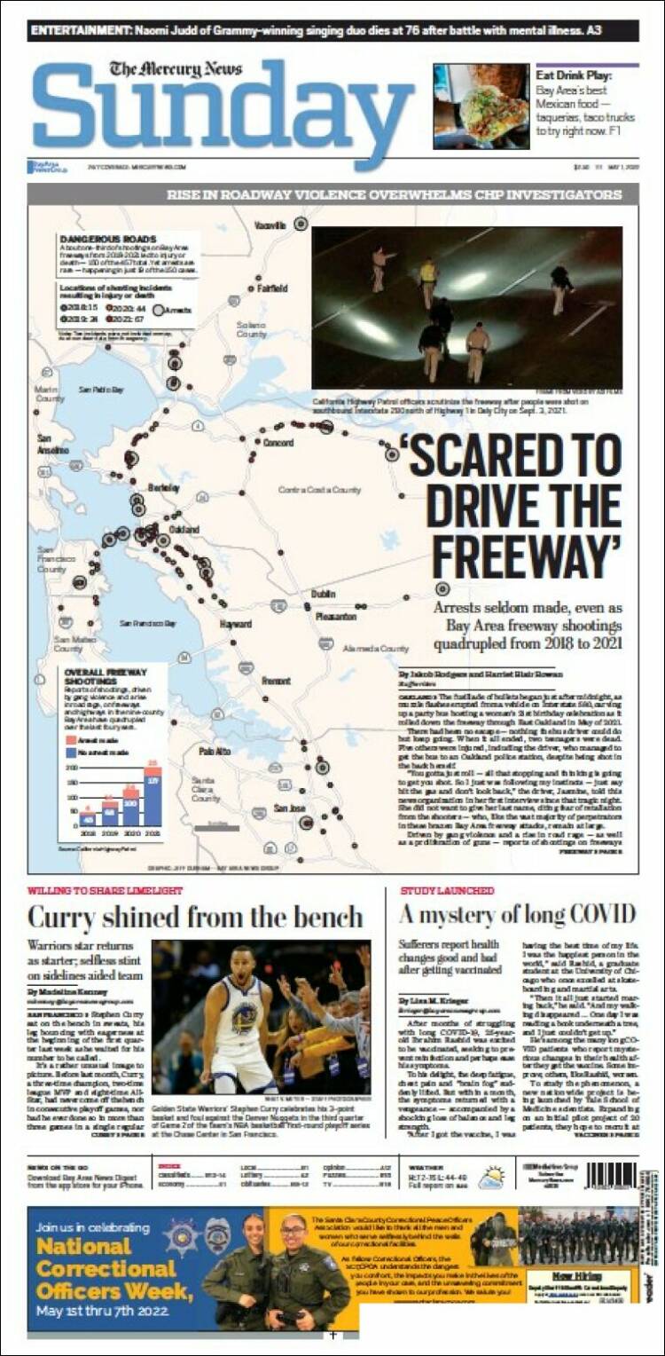 Portada de San Jose Mercury News (USA)