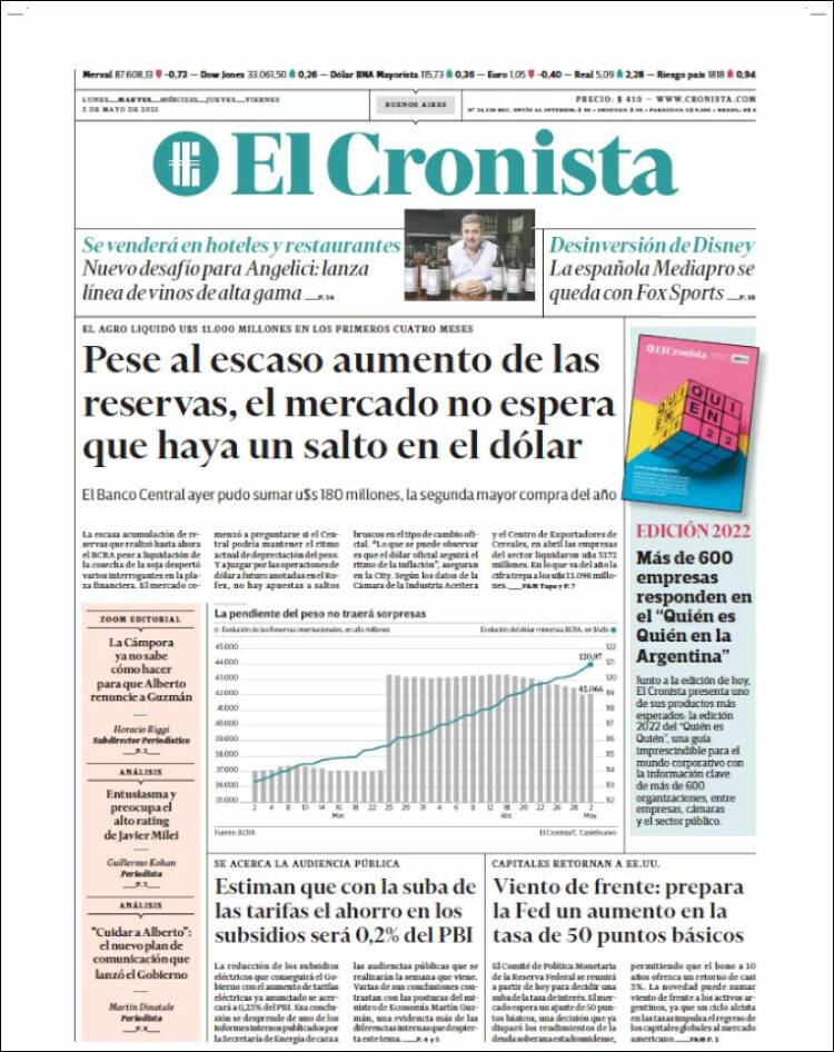 Portada de El Cronista Comercial (Argentina)