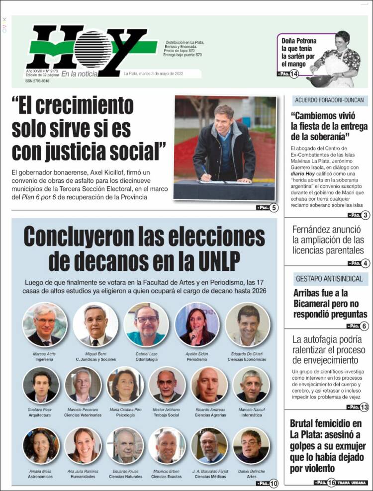 Portada de Diario Hoy (Argentina)