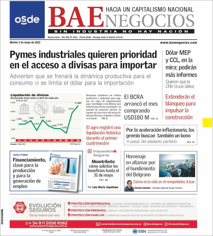 Portada de Buenos Aires Económico (Argentina)